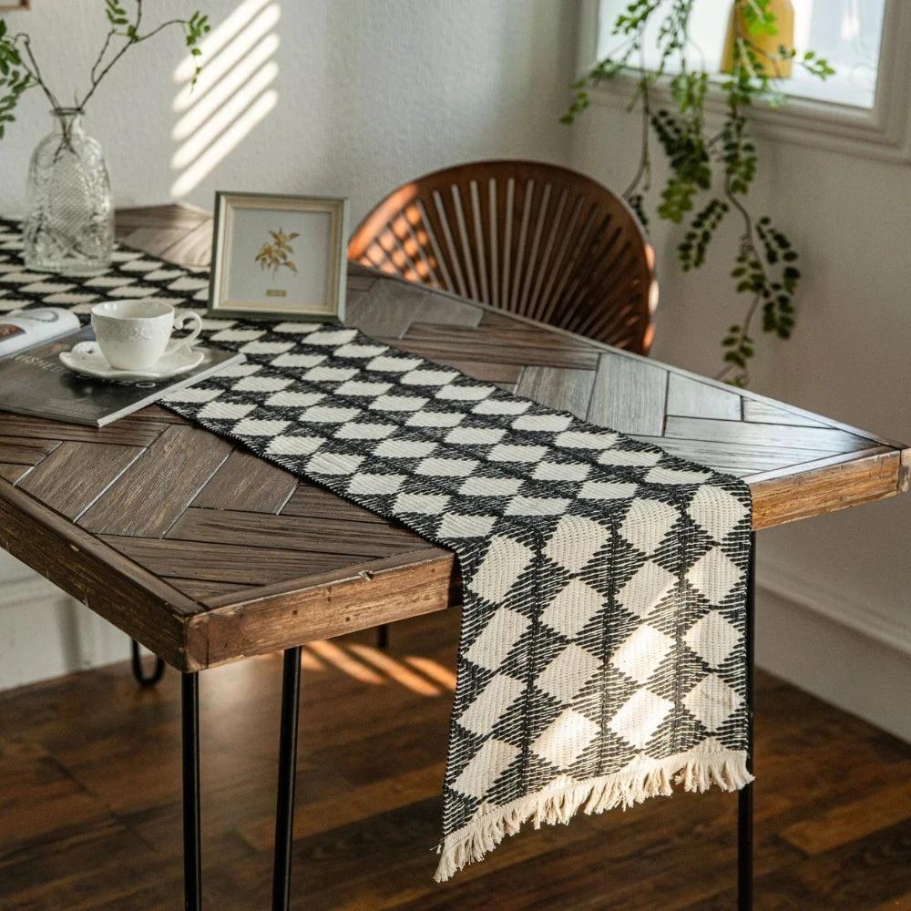 Stitching Tassel Diamond Table Runner by Casa & Beyond