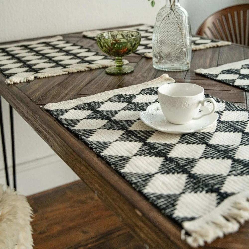 Stitching Tassel Diamond Table Runner by Casa & Beyond