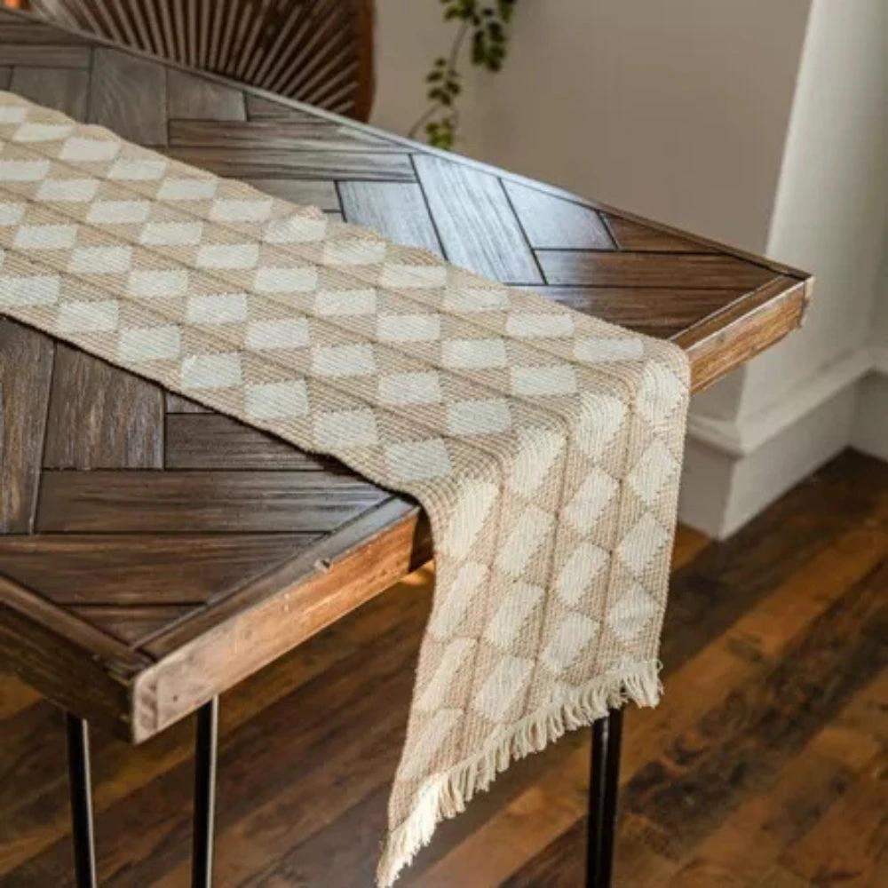 Stitching Tassel Diamond Table Runner by Casa & Beyond