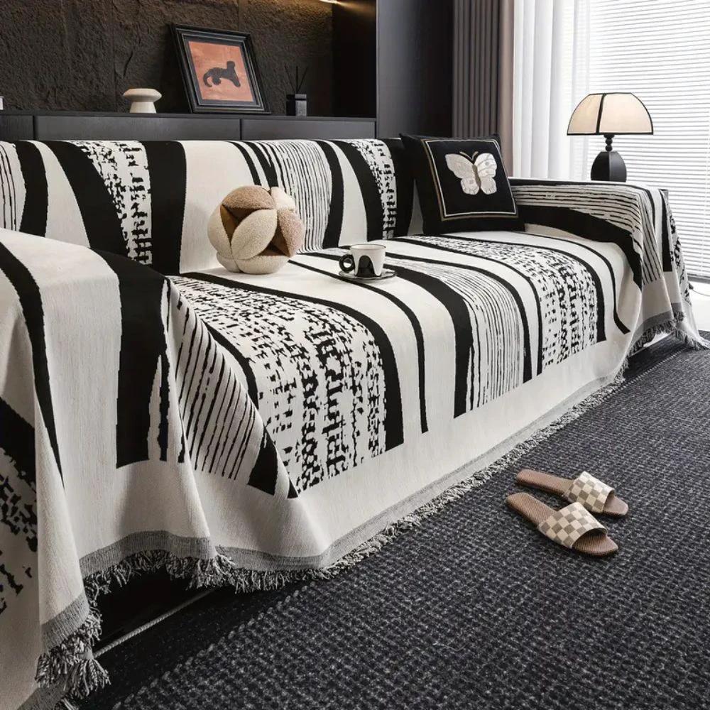 Stone Bohemian Fringe Sofa Cover by Casa & Beyond