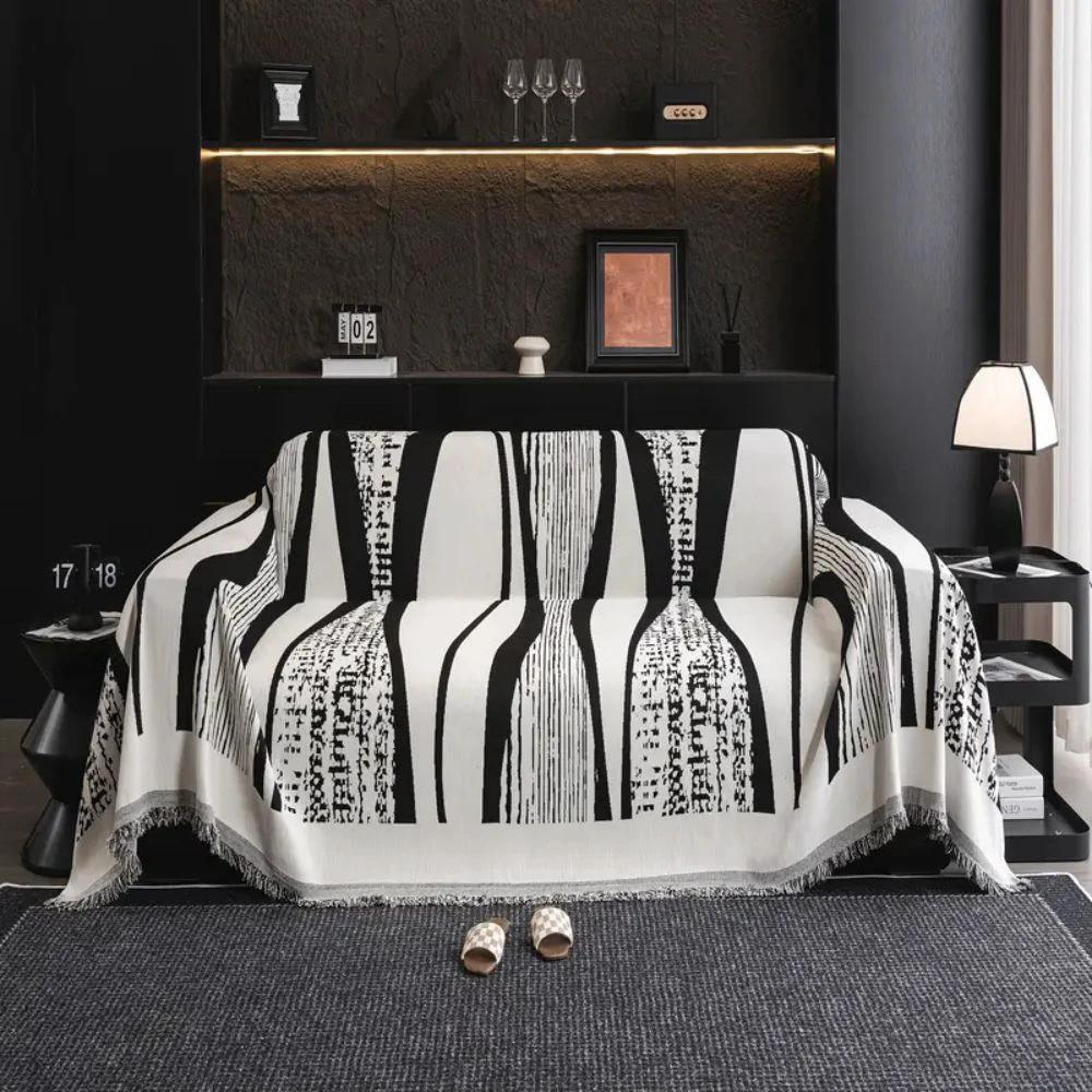 Stone Bohemian Fringe Sofa Cover by Casa & Beyond