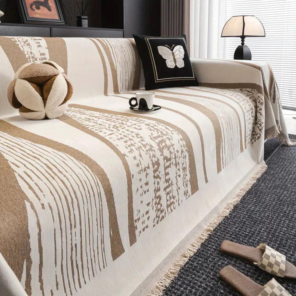 Stone Bohemian Fringe Sofa Cover by Casa & Beyond