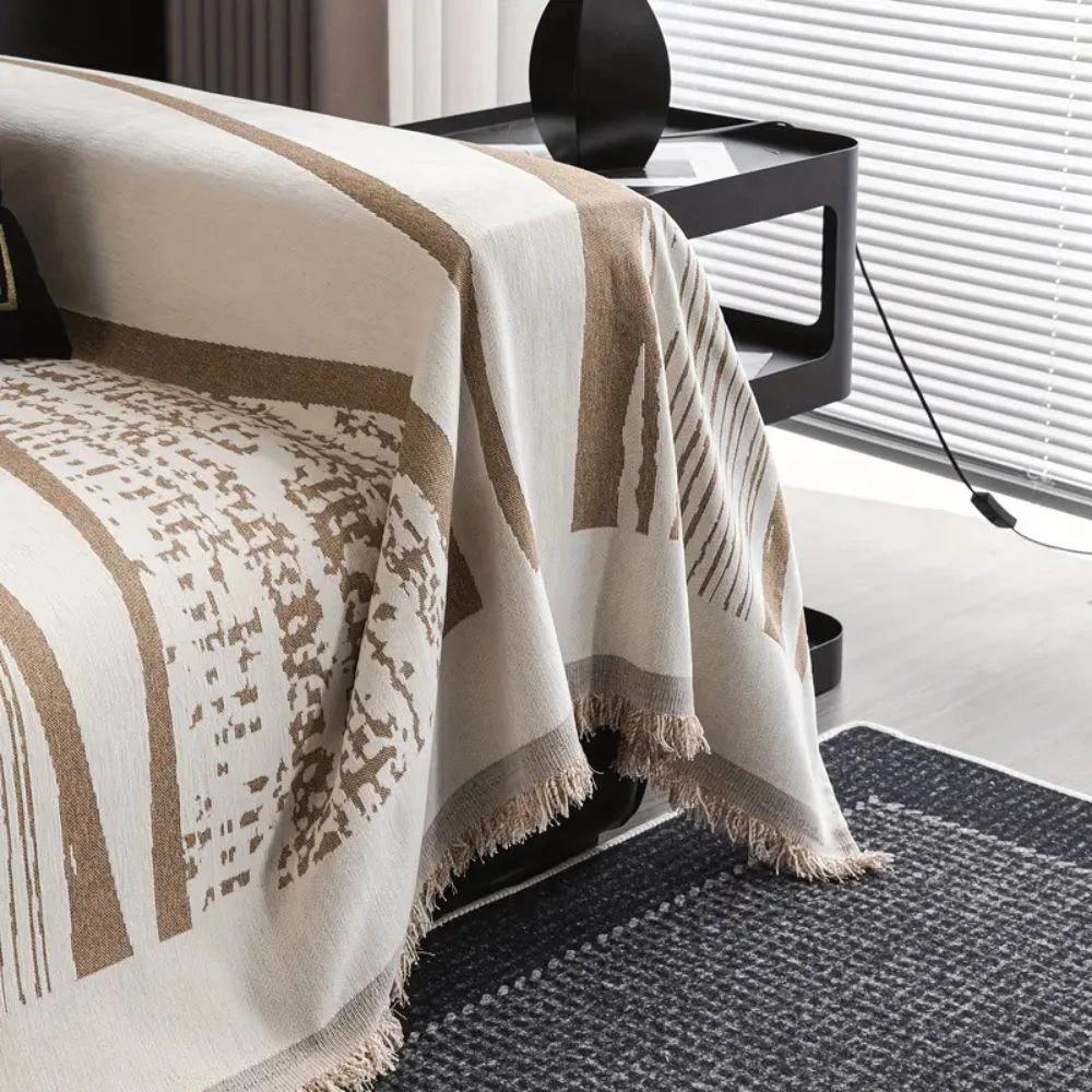Stone Bohemian Fringe Sofa Cover by Casa & Beyond