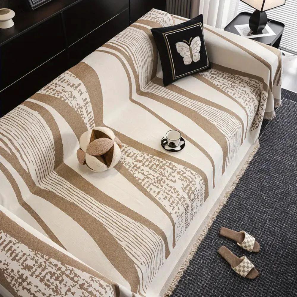 Stone Bohemian Fringe Sofa Cover by Casa & Beyond