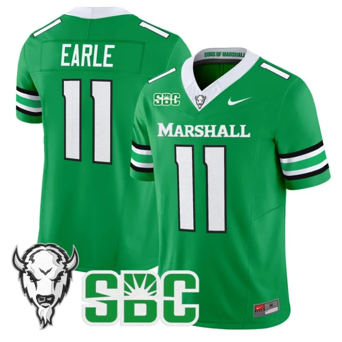Stone Earle Jersey #11 Marshall Thundering Herd 2025 Stitched Kelly Green by NCAA Football Jersey