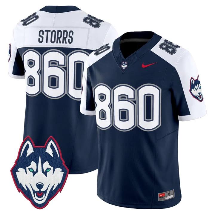 Storrs Jersey #860 UConn Huskies 2025 Vapor Limited Stitched by My Store NCAA Football Jerseys
