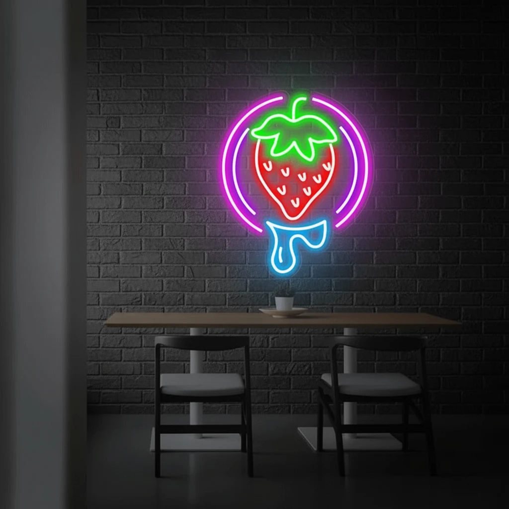 Strawberry Neon Sign Fruit Led Sign Shop Decor Sign by Neonchics