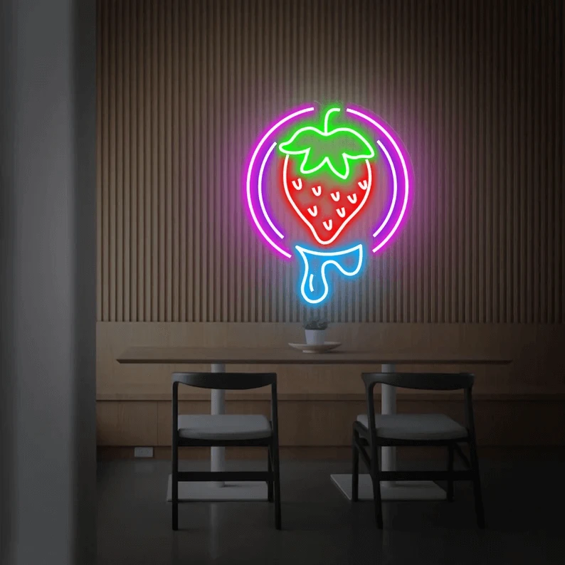 Strawberry Neon Sign Fruit Led Sign Shop Decor Sign by Neonchics