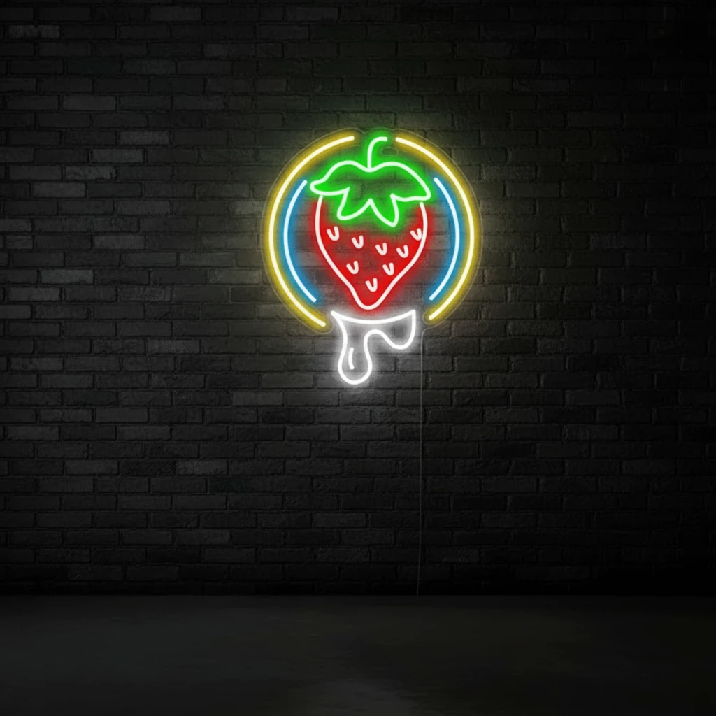 Strawberry Neon Sign Fruit Led Sign Shop Decor Sign by Neonchics
