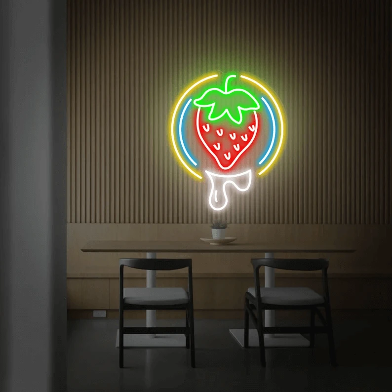 Strawberry Neon Sign Fruit Led Sign Shop Decor Sign by Neonchics
