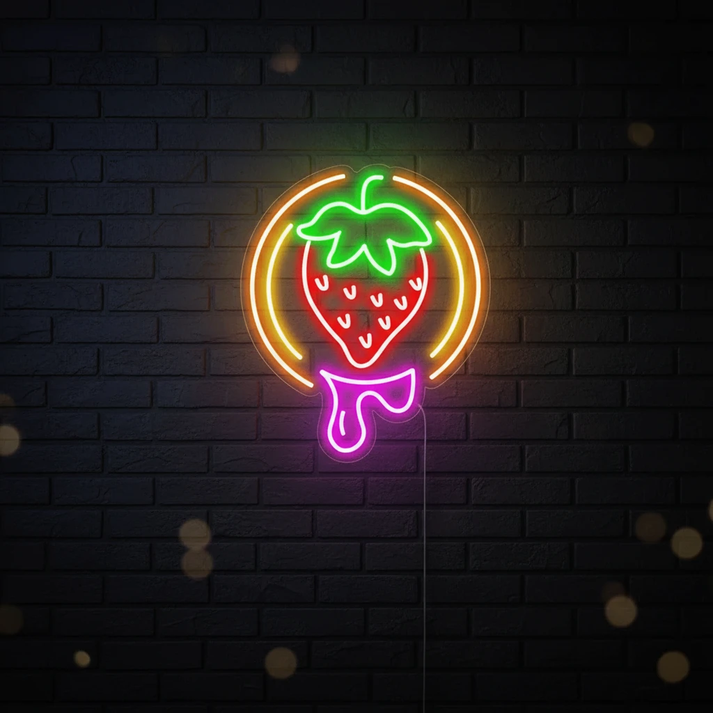Strawberry Neon Sign Fruit Led Sign Shop Decor Sign by Neonchics