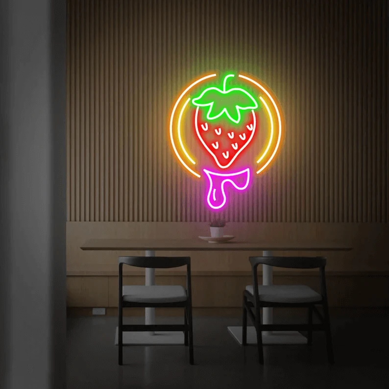 Strawberry Neon Sign Fruit Led Sign Shop Decor Sign by Neonchics