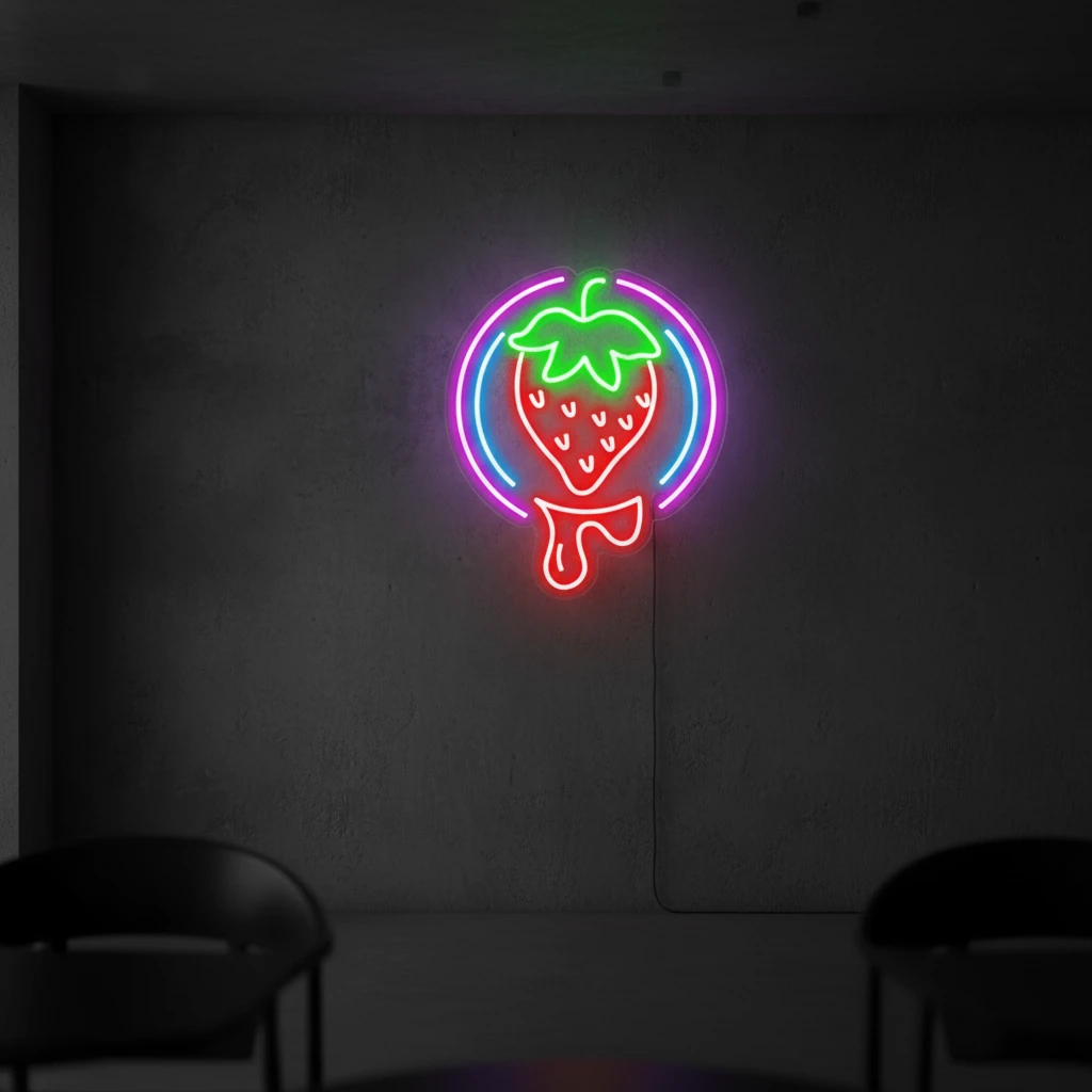 Strawberry Neon Sign Fruit Led Sign Shop Decor Sign by Neonchics