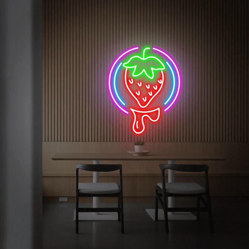 Strawberry Neon Sign Fruit Led Sign Shop Decor Sign by Neonchics