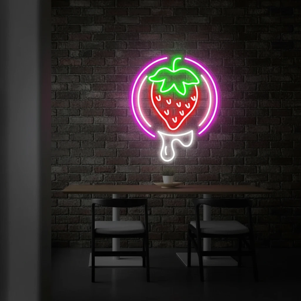 Strawberry Neon Sign Fruit Led Sign Shop Decor Sign by Neonchics