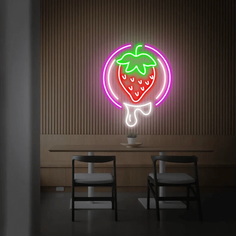Strawberry Neon Sign Fruit Led Sign Shop Decor Sign by Neonchics