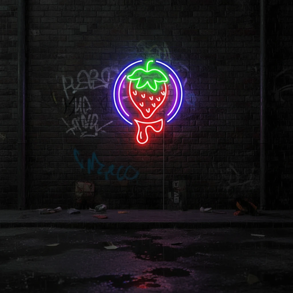 Strawberry Neon Sign Fruit Led Sign Shop Decor Sign by Neonchics
