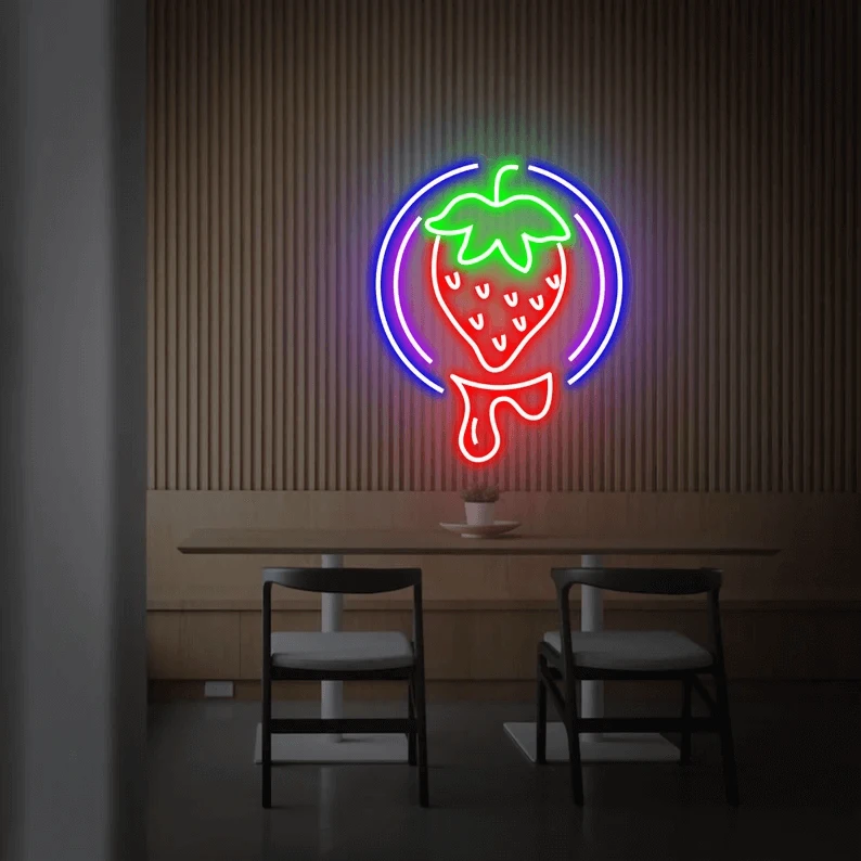 Strawberry Neon Sign Fruit Led Sign Shop Decor Sign by Neonchics