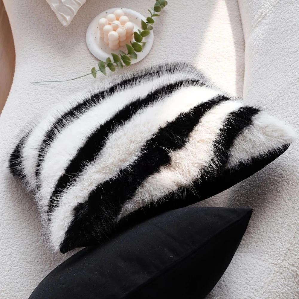 Strié Luxe Faux Fur Cushion Cover by Casa & Beyond