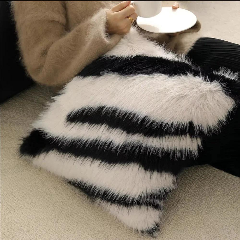 Strié Luxe Faux Fur Cushion Cover by Casa & Beyond