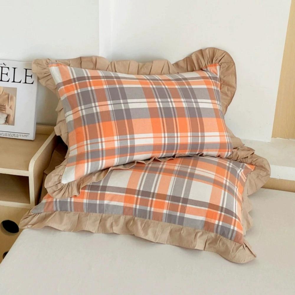 Striped Ruffled Lace Pillowcases in Multiple Colors by Casa & Beyond