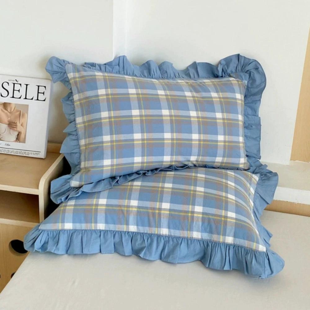 Striped Ruffled Lace Pillowcases in Multiple Colors by Casa & Beyond