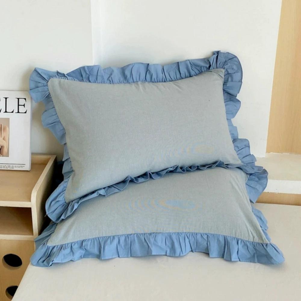 Striped Ruffled Lace Pillowcases in Multiple Colors by Casa & Beyond