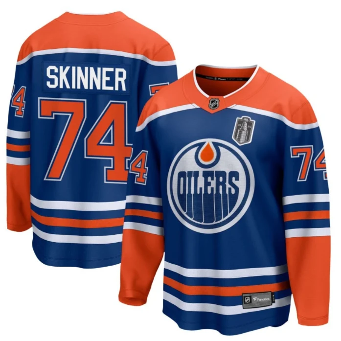 Stuart Skinner 74 Edmonton Oilers 2025 Stanley Cup Final Home Breakaway Men Jersey - Royal by Hockey David
