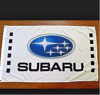 Subaru White Car Flag 3X5 Ft Polyester Banner USA 90x150cm by flagsjustdoit
