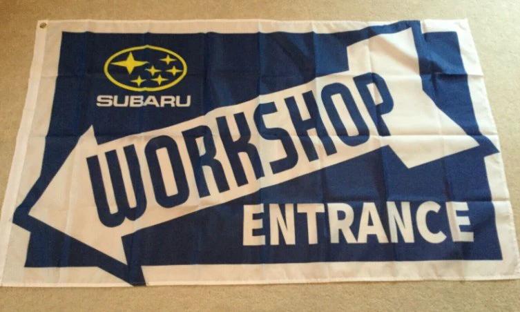 Subaru Workshop Entrance Flag 3X5 Ft Polyester Banner USA 90x150cm by flagsjustdoit