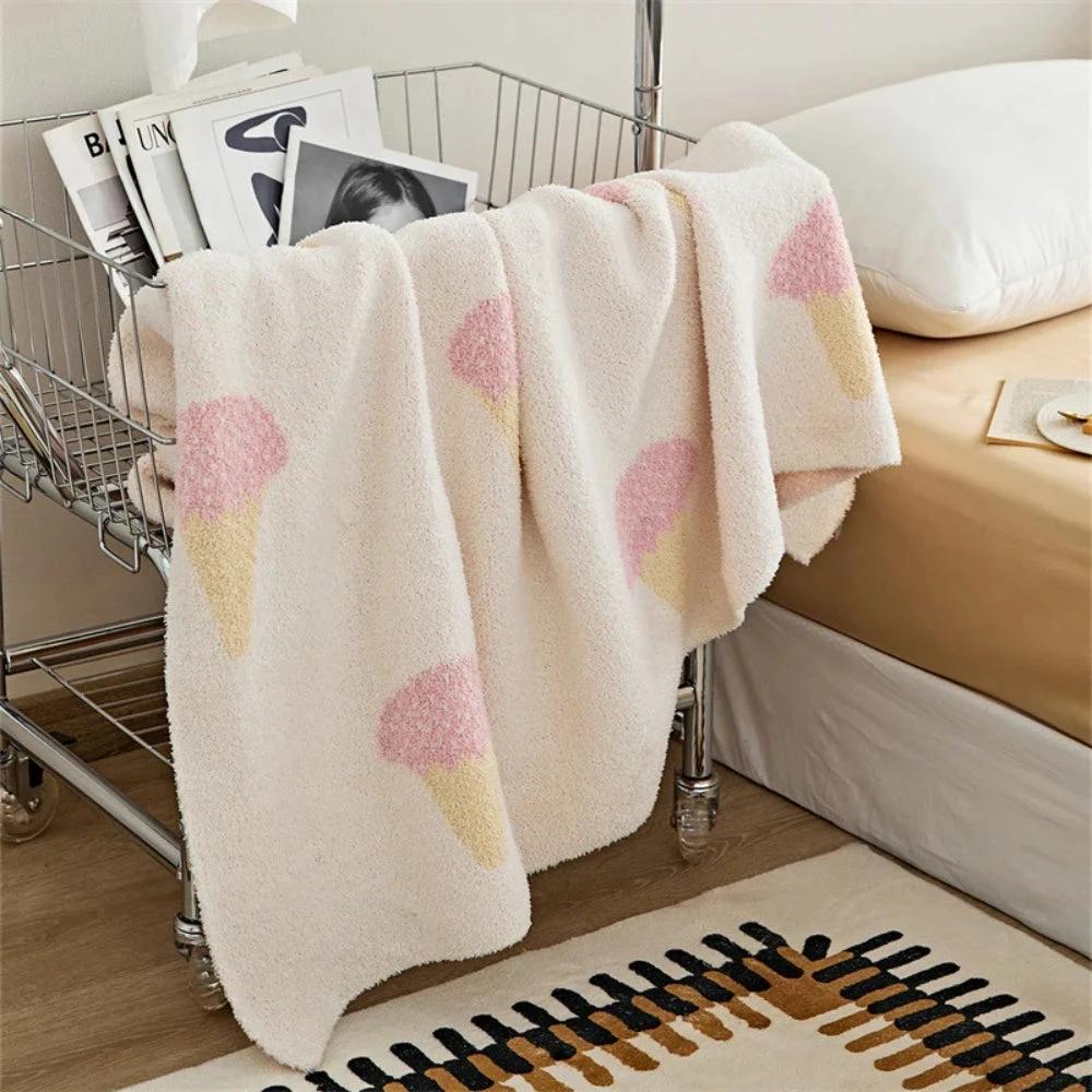 Sucrée Icecream Soft Knit Throw Blanket by Casa & Beyond