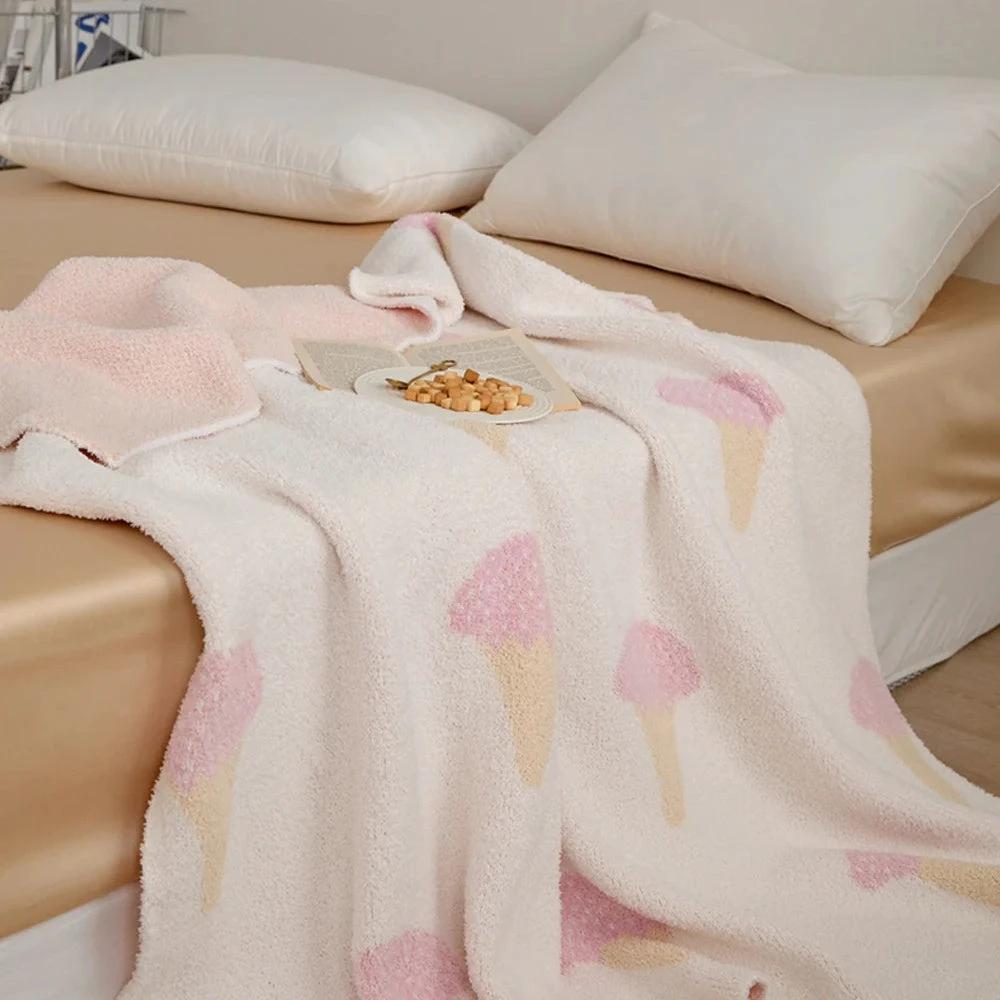 Sucrée Icecream Soft Knit Throw Blanket by Casa & Beyond