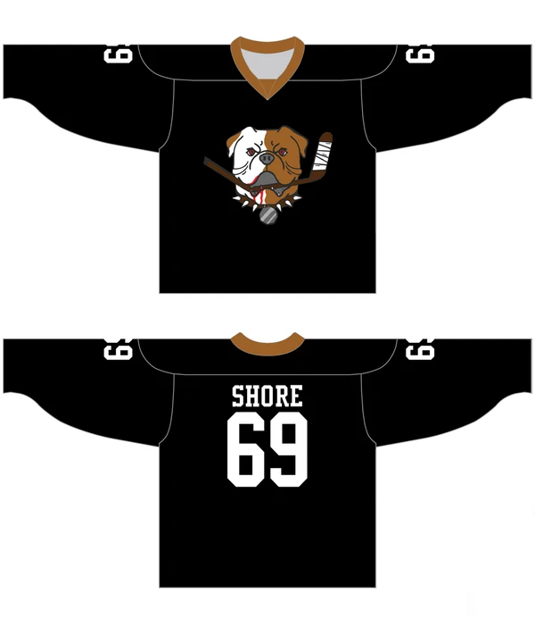 Sudbury Bulldogs #69 Shore Black Hockey Jersey by Hockey David