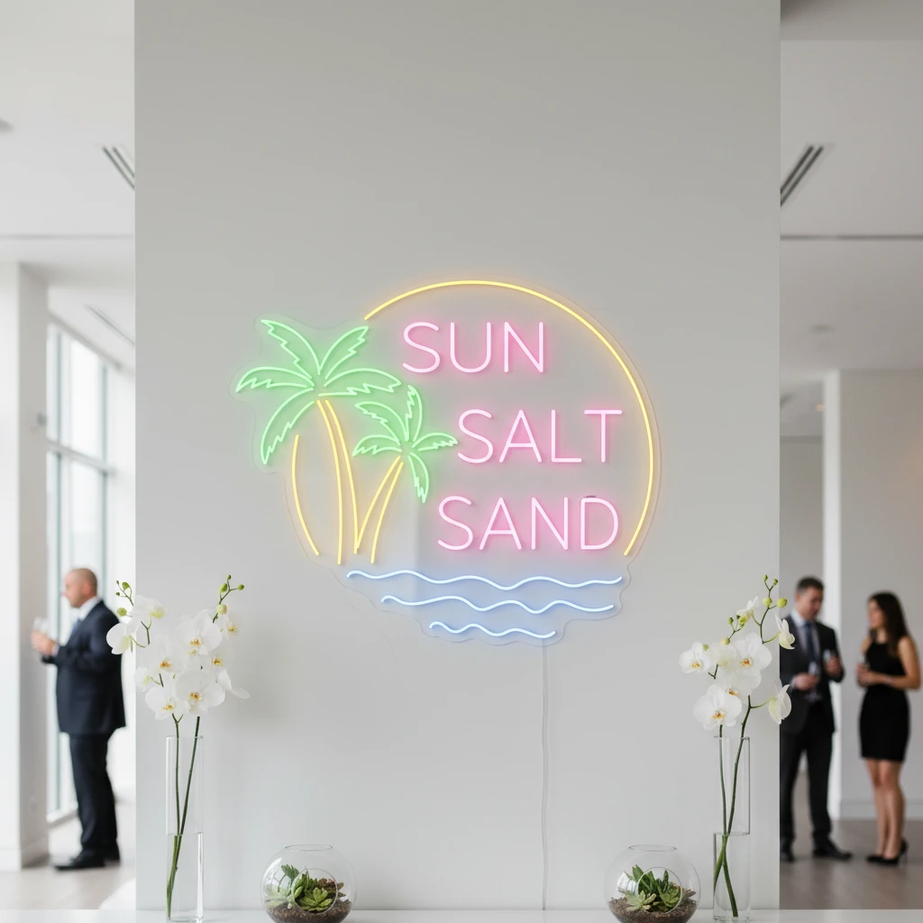 Sun Salt Sand Neon Sign Custom Summer Party Decor Sign by Neonchics