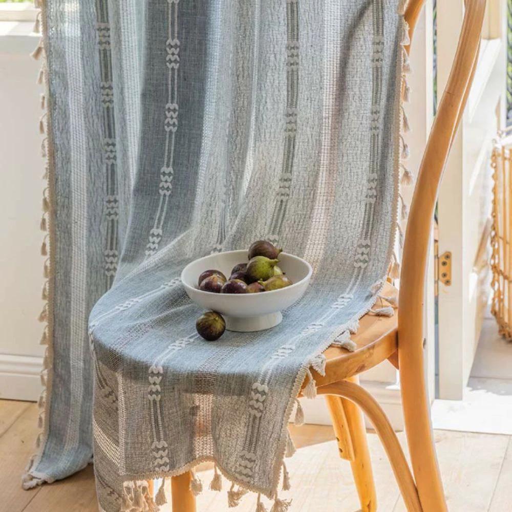 Sunlit Stripes Sheer Tassel Curtain by Casa & Beyond