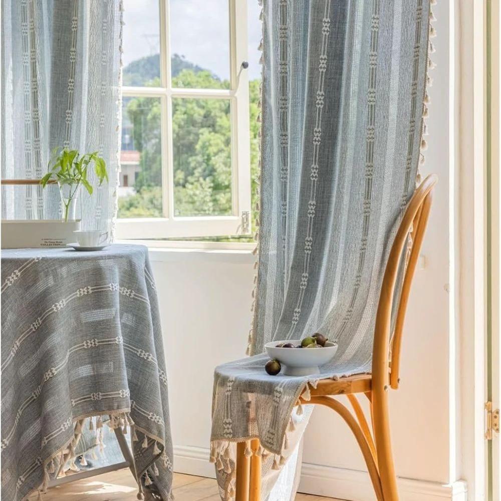 Sunlit Stripes Sheer Tassel Curtain by Casa & Beyond
