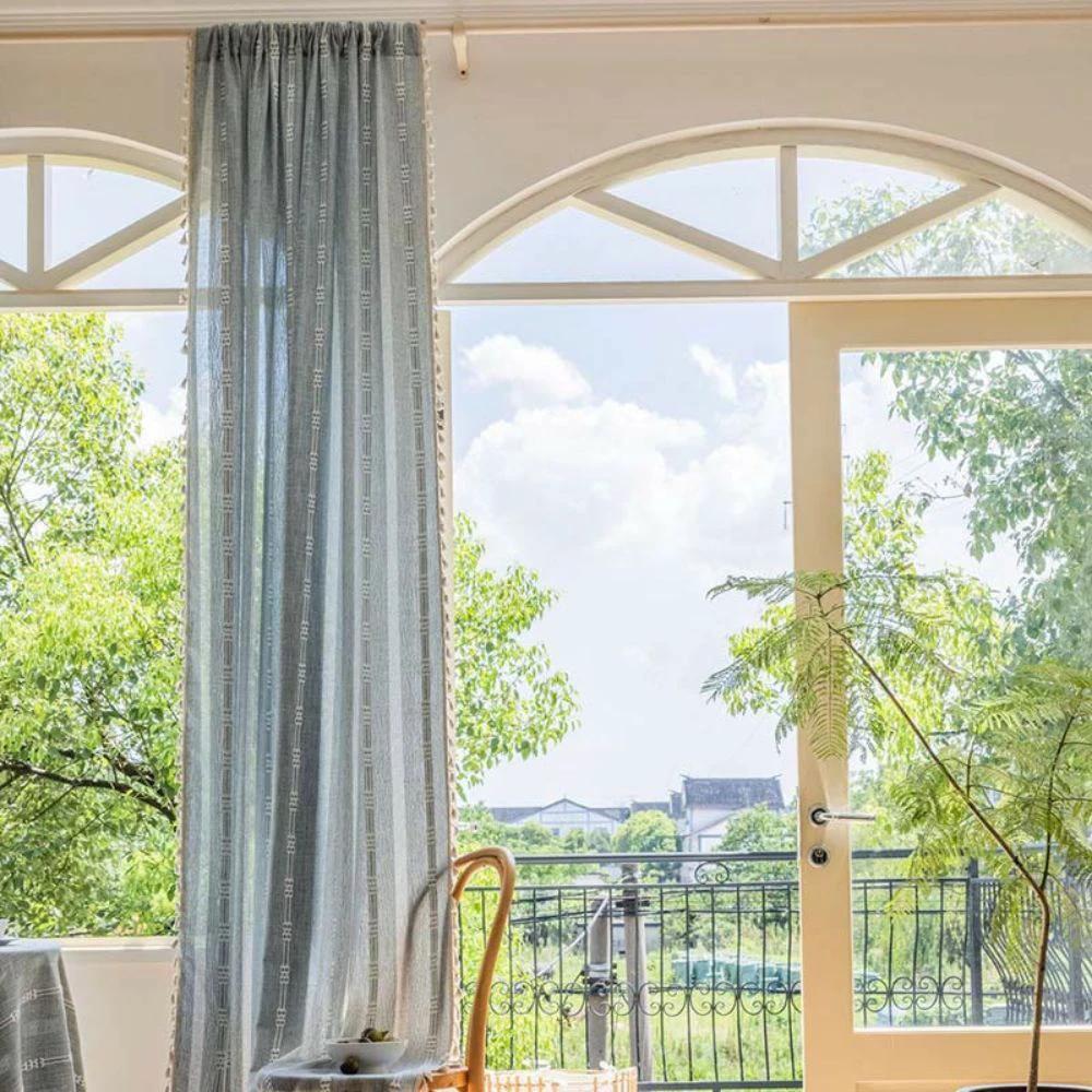 Sunlit Stripes Sheer Tassel Curtain by Casa & Beyond
