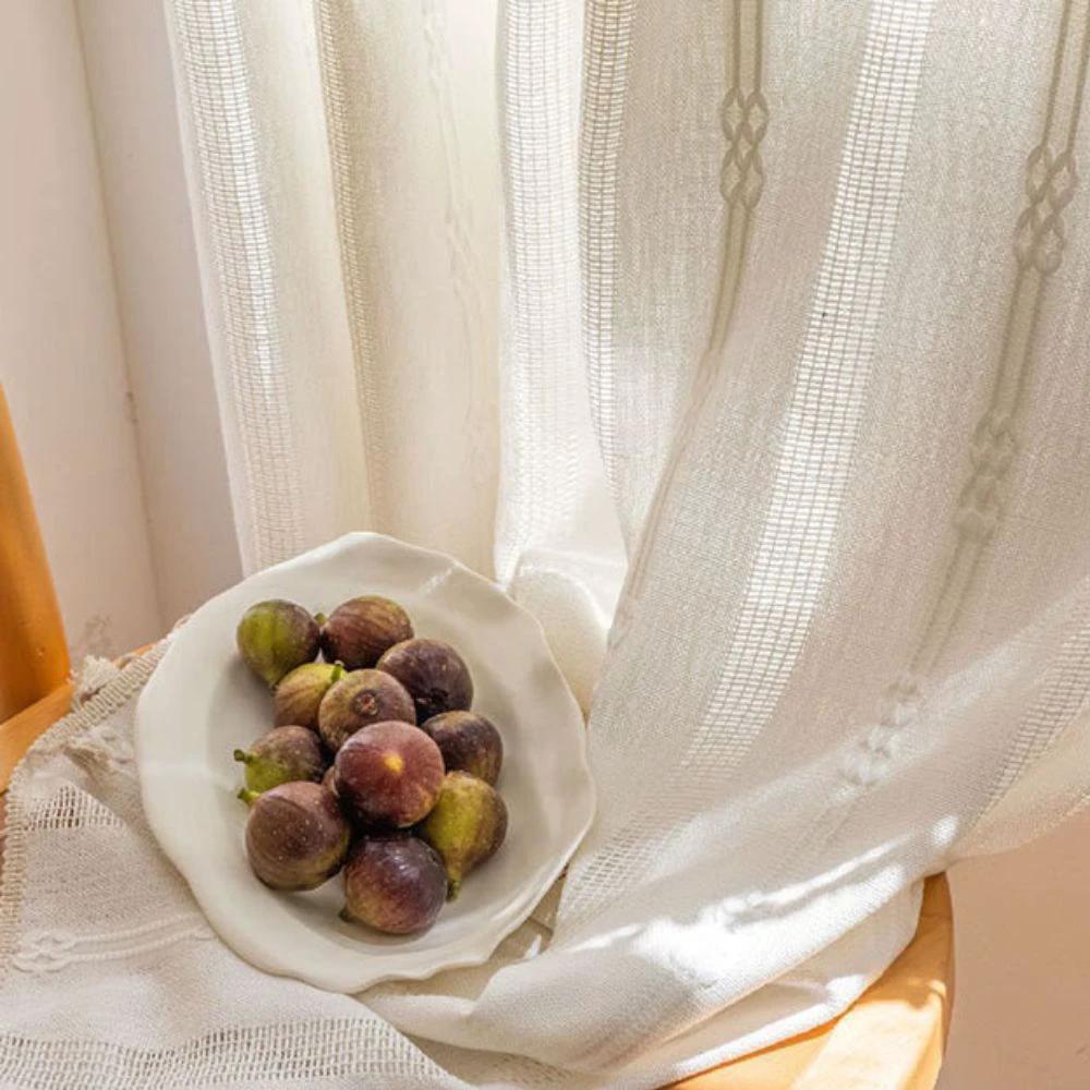 Sunlit Stripes Sheer Tassel Curtain by Casa & Beyond