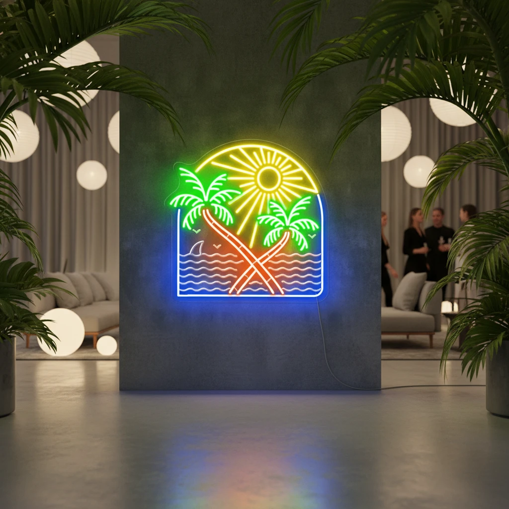 Sunset Neon Tropical Palm Tree Led Neon Sign for Wall Decor by Neonchics