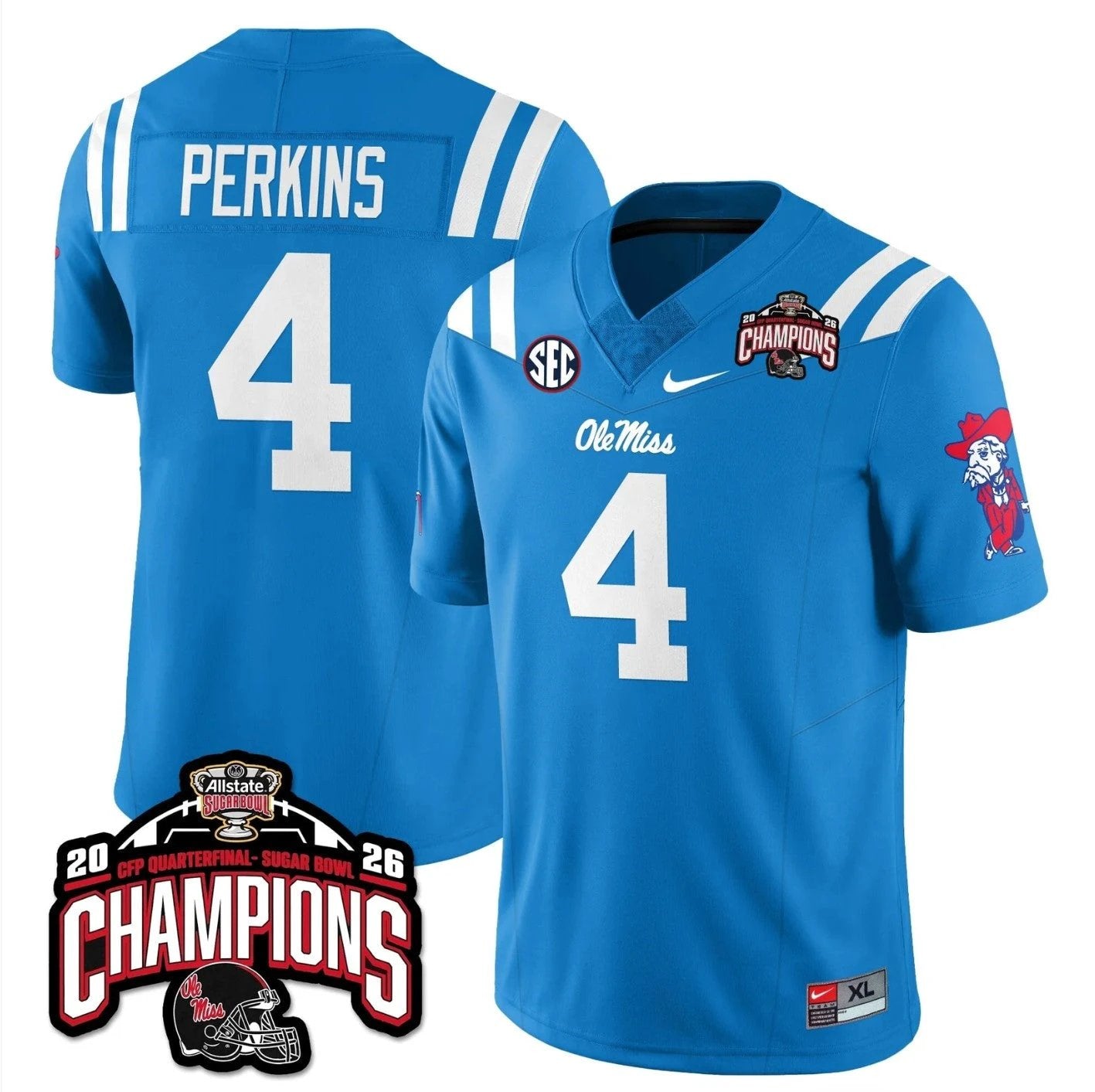 Suntarine Perkins Jersey #4 Ole Miss Sugar Bowl Champions Stitched by My Store NCAA Football Jerseys