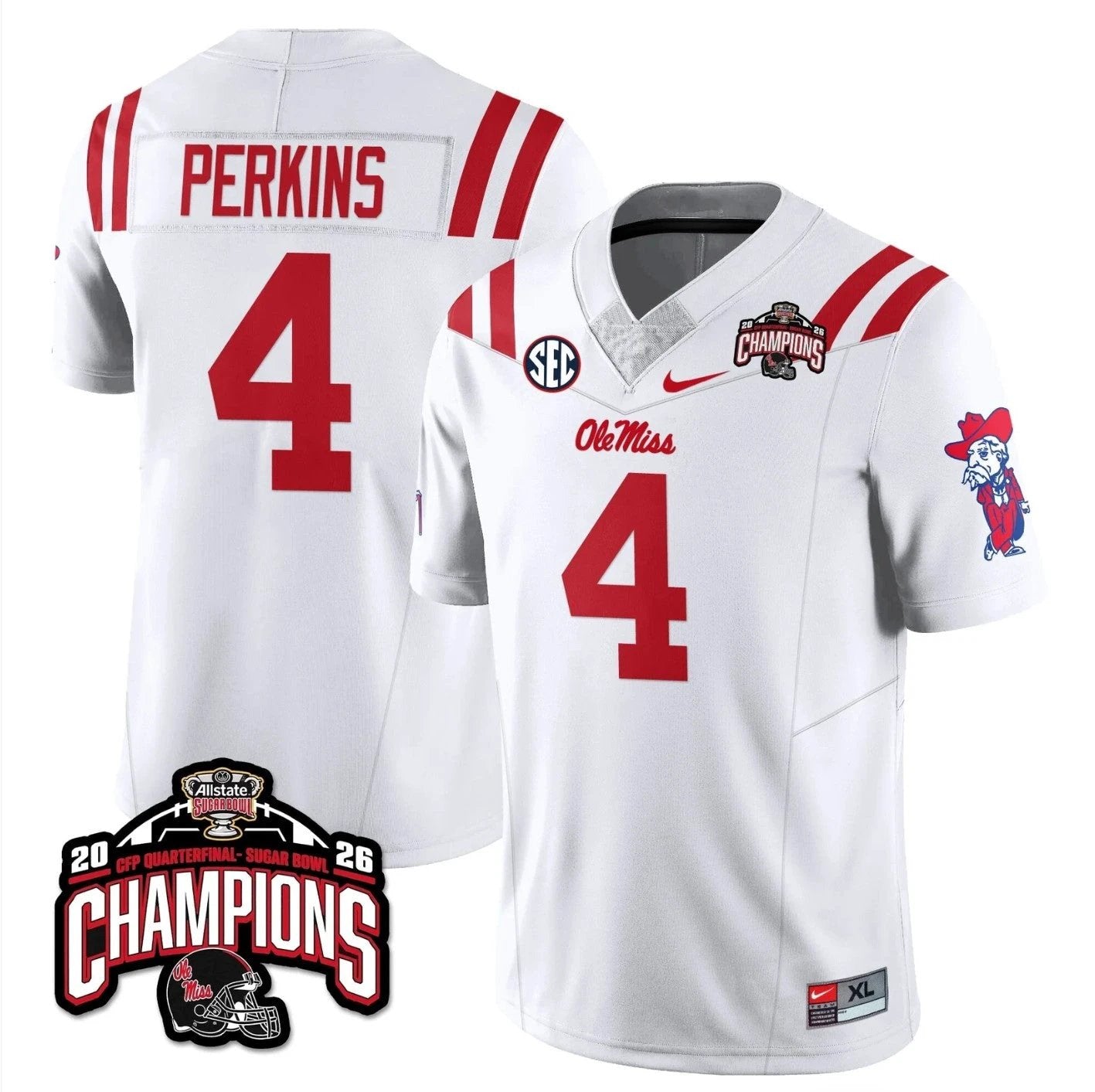 Suntarine Perkins Jersey #4 Ole Miss Sugar Bowl Champions Stitched by My Store NCAA Football Jerseys