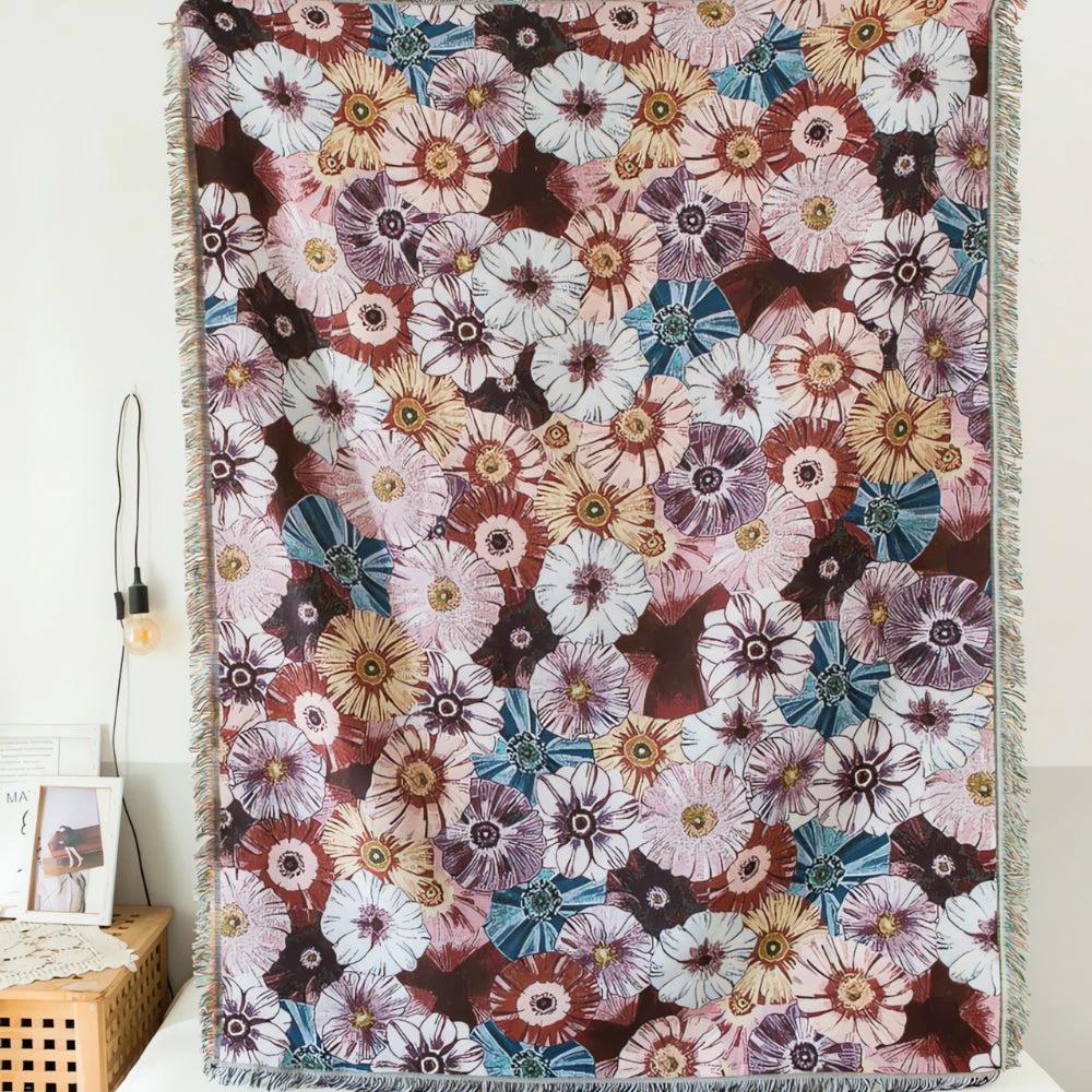 Vintage Flora Woven Tasseled Blanket by Casa & Beyond