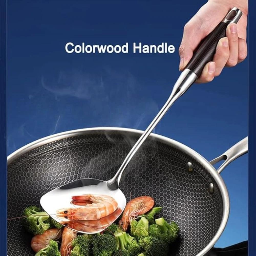 Gleaming Stainless Steel Wooden Utensils | 6Pcs Set by Casa & Beyond