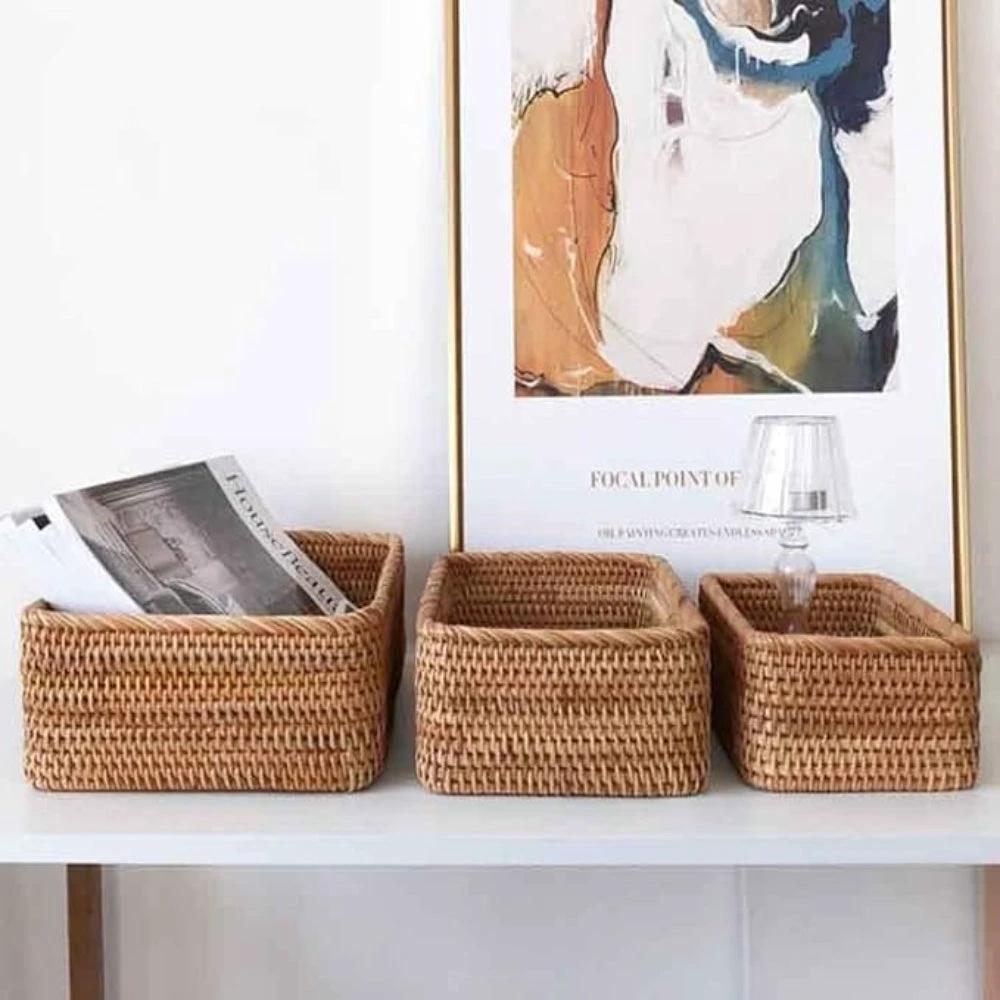 Artisan Rectangular Rattan Storage Basket by Casa & Beyond