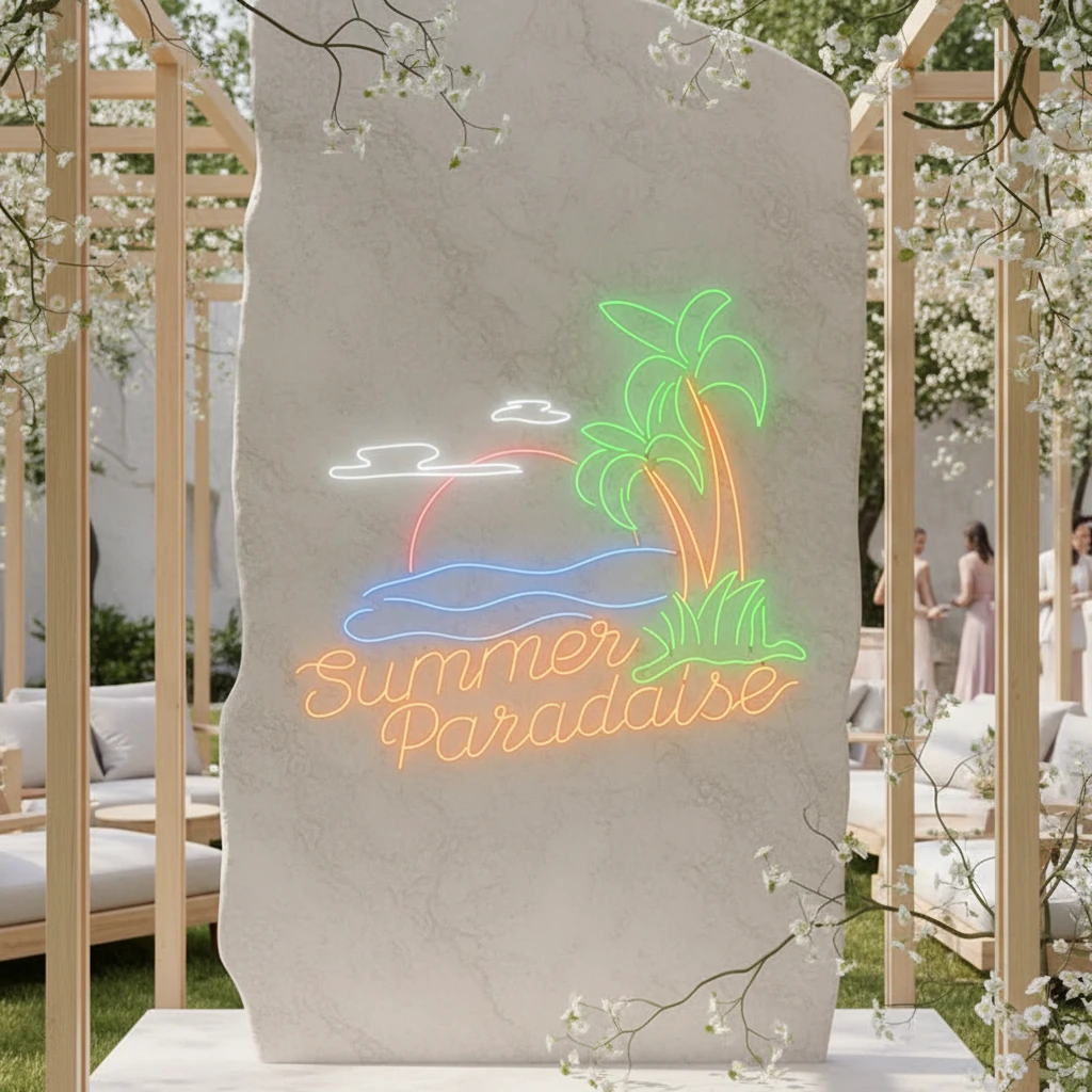 Summer Paradise Palm Tree Neon Sign Custom Led Neon Sign by Neonchics
