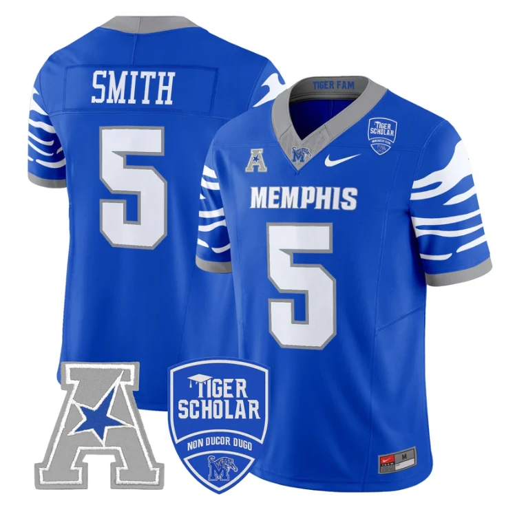 Sutton Smith Jersey #5 Memphis Tigers 2025 Vapor Limited Stitched Royal by My Store NCAA Football Jerseys