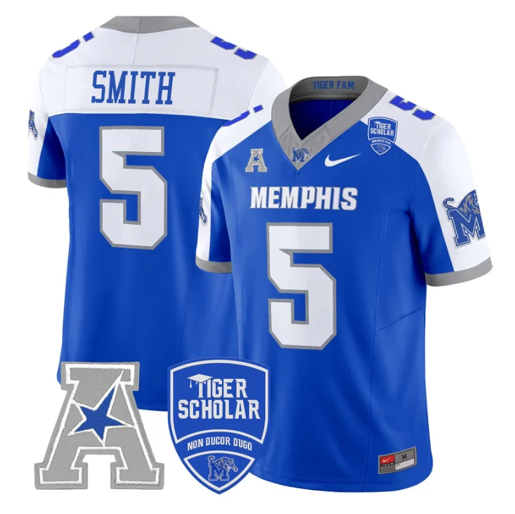 Sutton Smith Jersey #5 Memphis Tigers 2025 Vapor Limited Stitched Royal Alter by My Store NCAA Football Jerseys