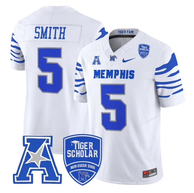 Sutton Smith Jersey #5 Memphis Tigers 2025 Vapor Limited Stitched White by My Store NCAA Football Jerseys