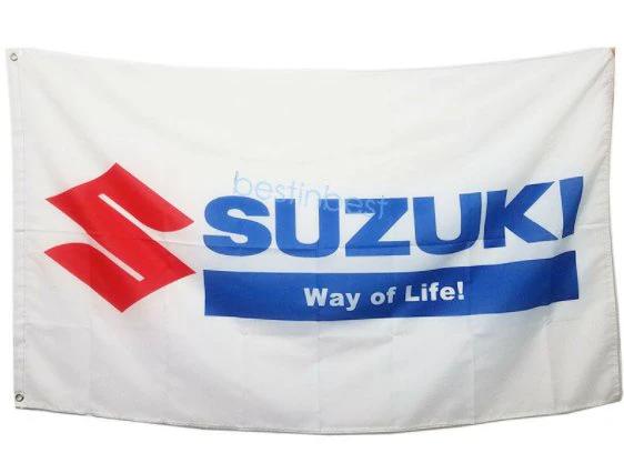 Suzuki Racing Flag 3X5 Ft Polyester Banner USA 90x150cm by flagsjustdoit