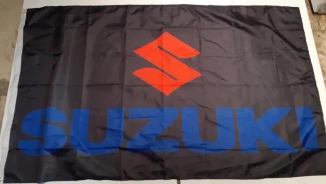Suzuki Racing Flag Black 3X5 Ft Polyester Banner USA 90x150cm by flagsjustdoit